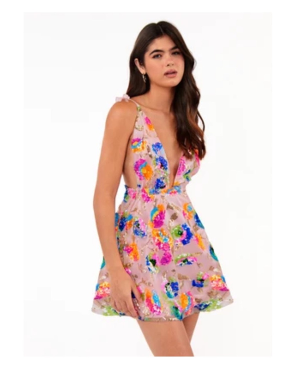 NWT!! Pink Sequin Floral Mini Dress